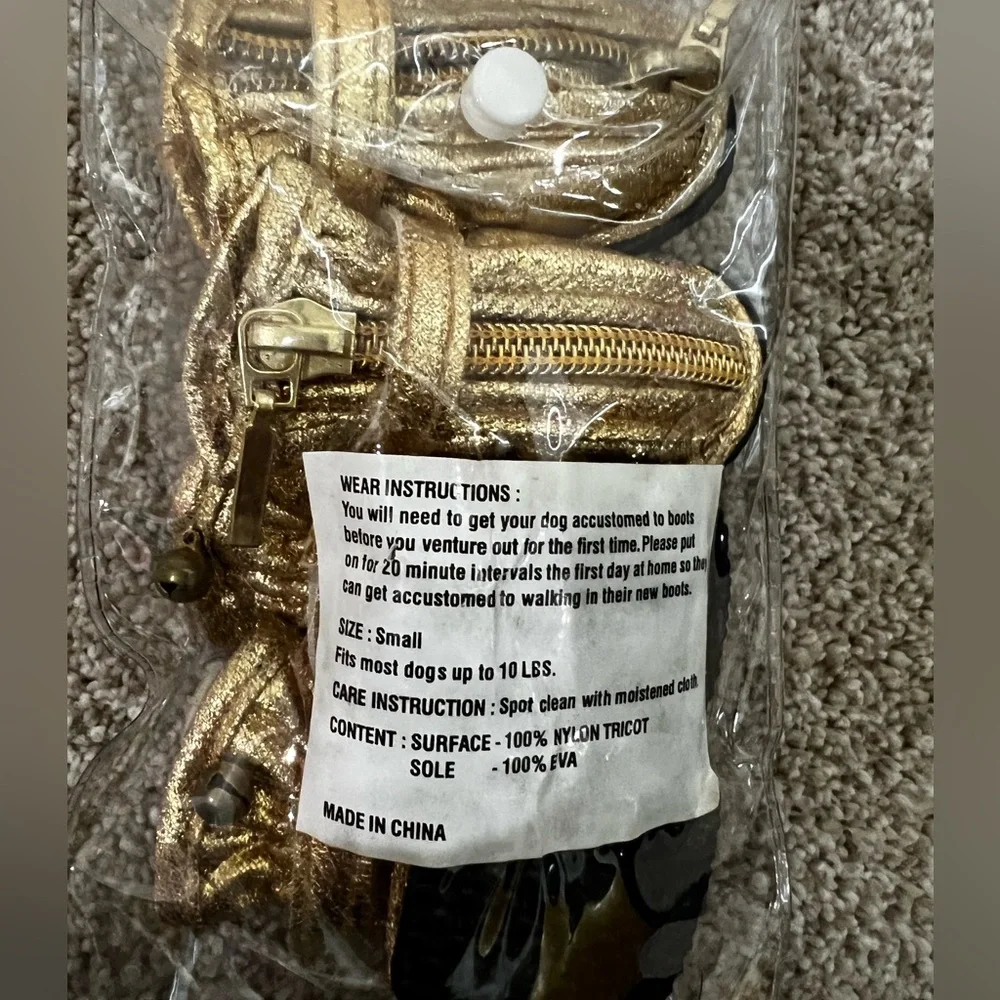 Gold doggie booties size Small